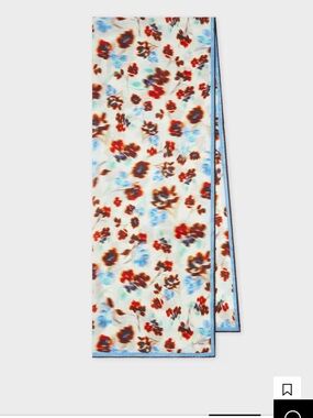 Paul Smith Women's Long Women's Silk Tea Floral Scarf NWT $225